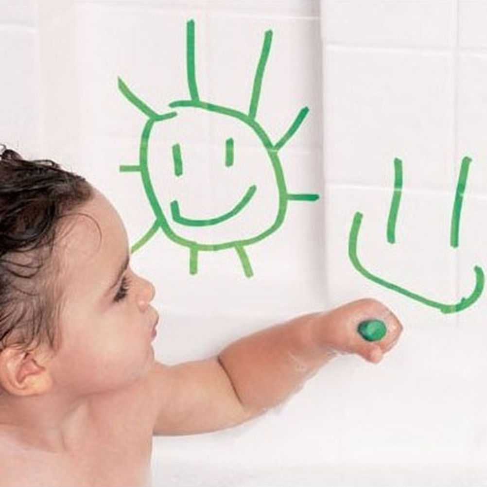 6 Drawing Bath Crayons - Washable Safe Fun Educational Play