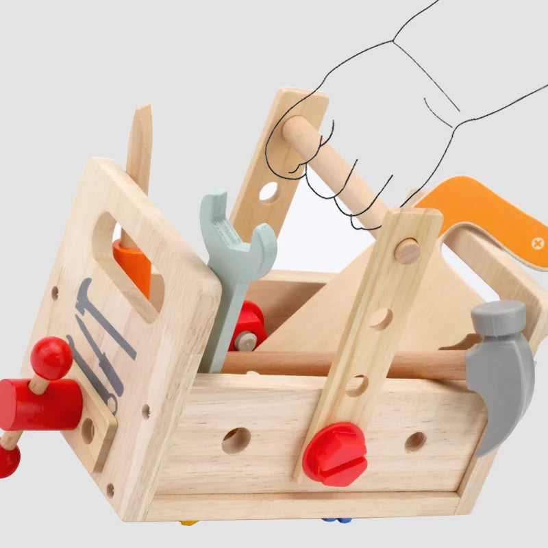 Kids Wooden Toolbox Pretend Play Set