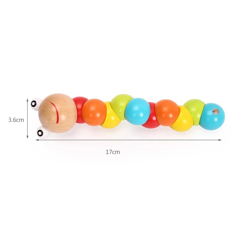 Colourful Wooden Caterpillar Worm - 2 options