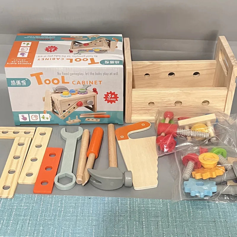 Kids Wooden Toolbox Pretend Play Set