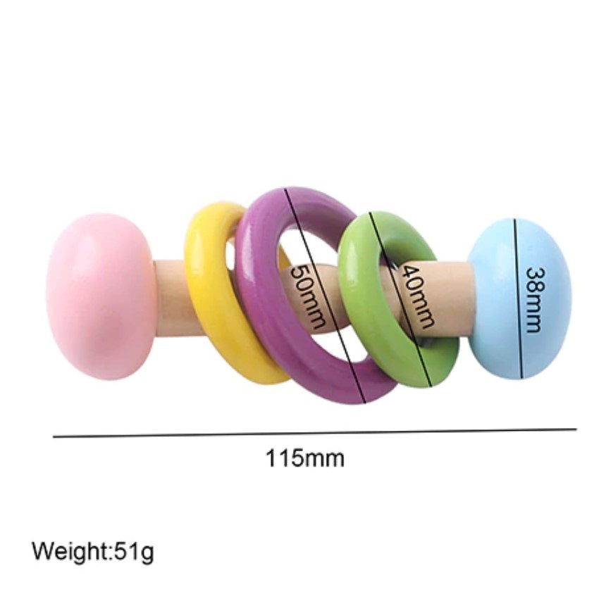 Baby Wooden Rattle Musical Toys - Pastel