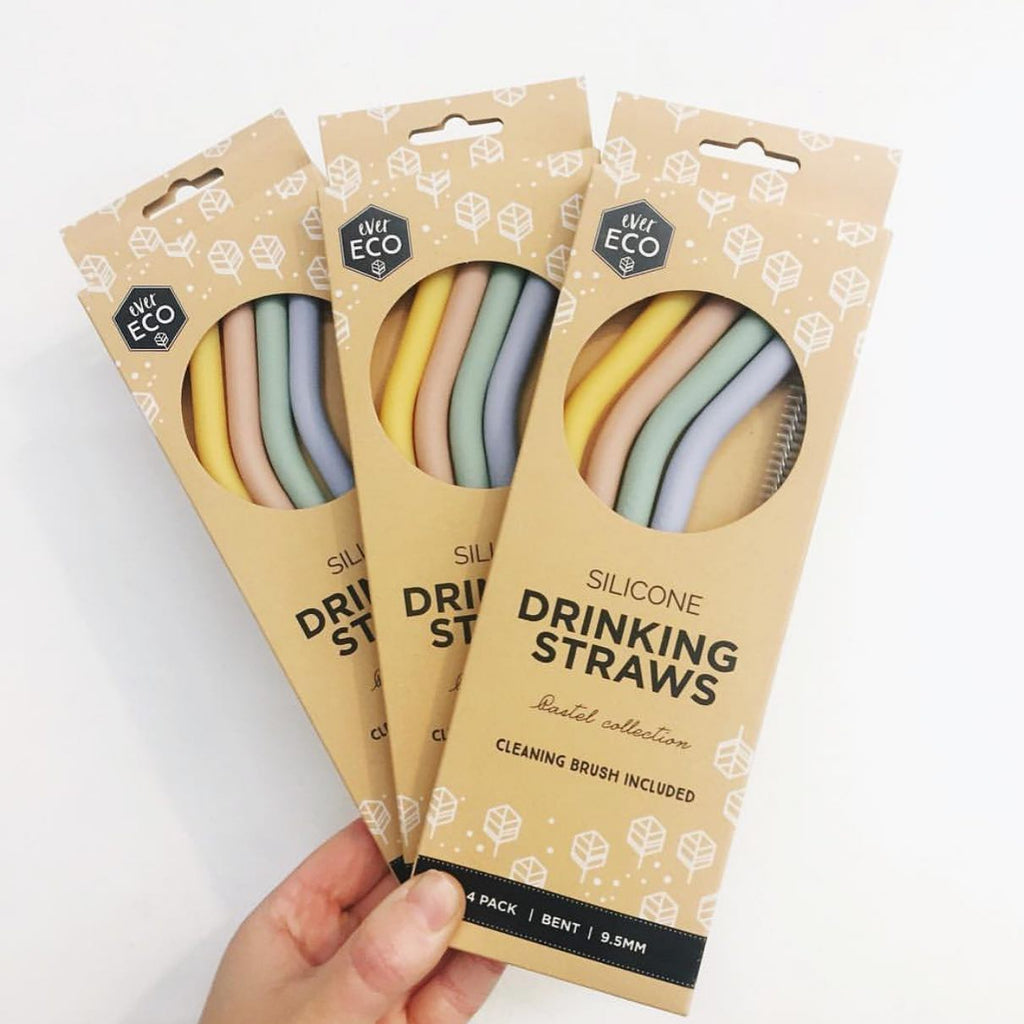 Ever Eco - Silicone Straws - Bent Pastel Collection 4pack