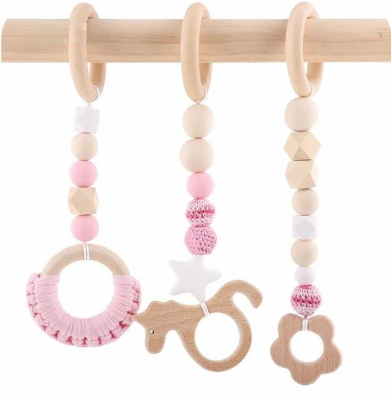 Wooden Teething Mobile Play Gym - 3 Piece Set (3 options available)