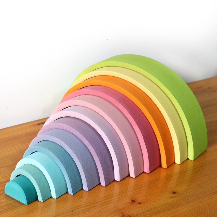Wooden Toy Rainbow Blocks - Pastel