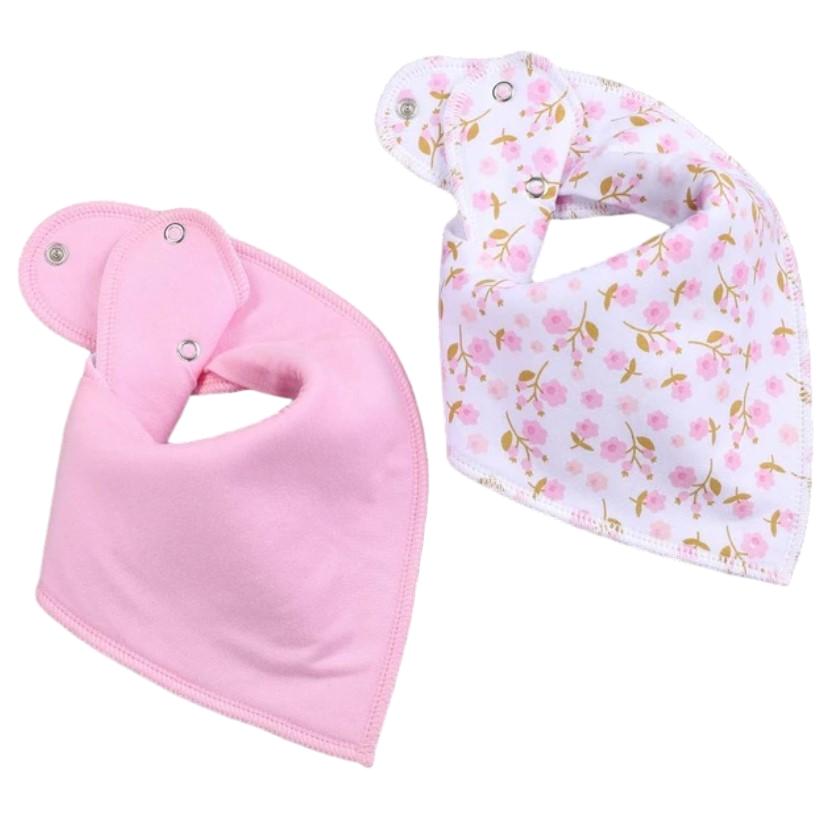 Stylish Bandana Baby Bib - Pink/Floral (twin pack)
