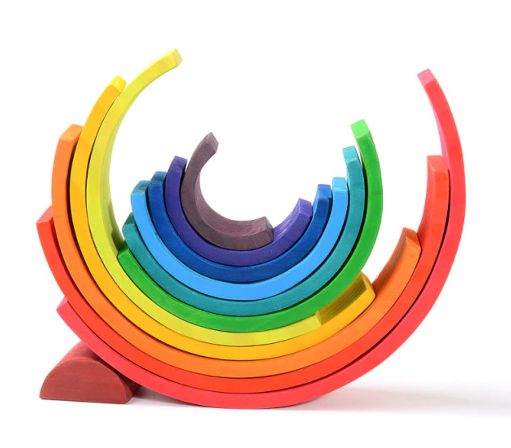 Wooden Toy Rainbow Blocks - Bright