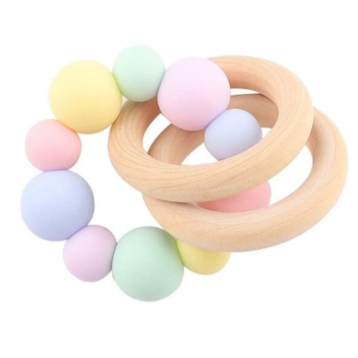 Silicone Teething Ring (rainbow,pink,blue)