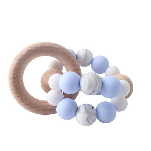 Silicone Teething Ring (grey/blue/pink)