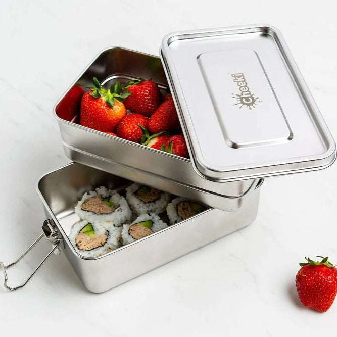CHEEKI - Stainless Steel Lunch Box - Double Stacker 1200ml