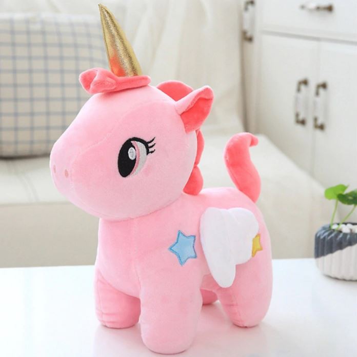 Soft Unicorn Plush Toy Pillow - Blue/Pink