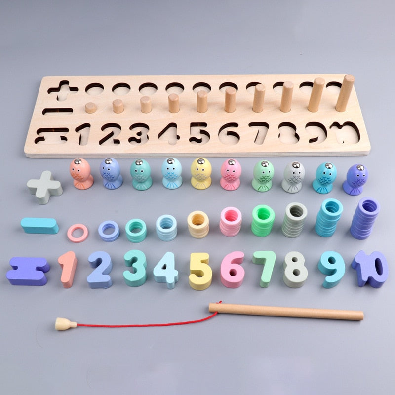 Montessori Magnetic Wooden Fishing & Number Learning Toy