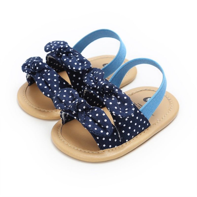 Summer Sandals - Navy Spot Bow