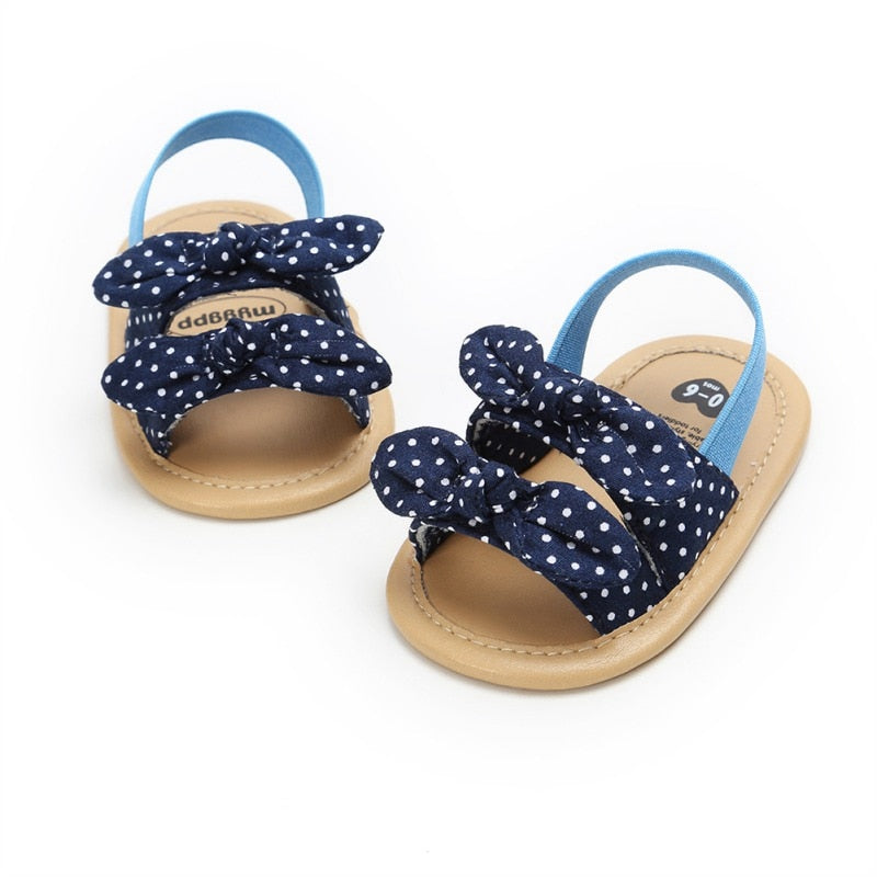 Summer Sandals - Navy Spot Bow