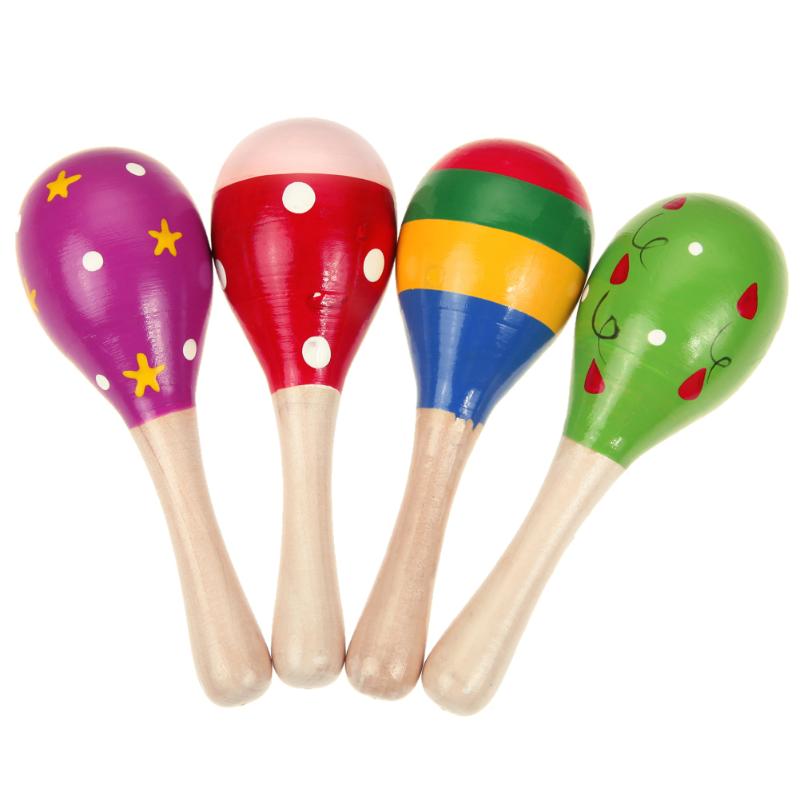 Musical Wooden Maraca Rattle - 1 Piece (random colour)