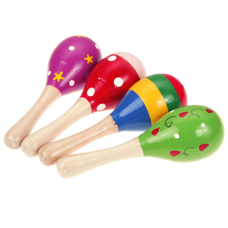 Musical Wooden Maraca Rattle - 1 Piece (random colour)