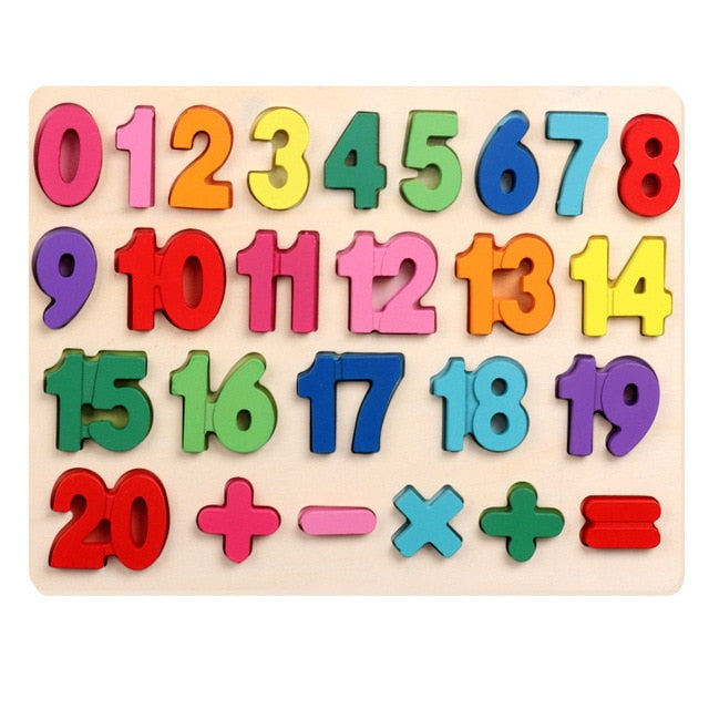 Wooden Number Puzzle - Bright