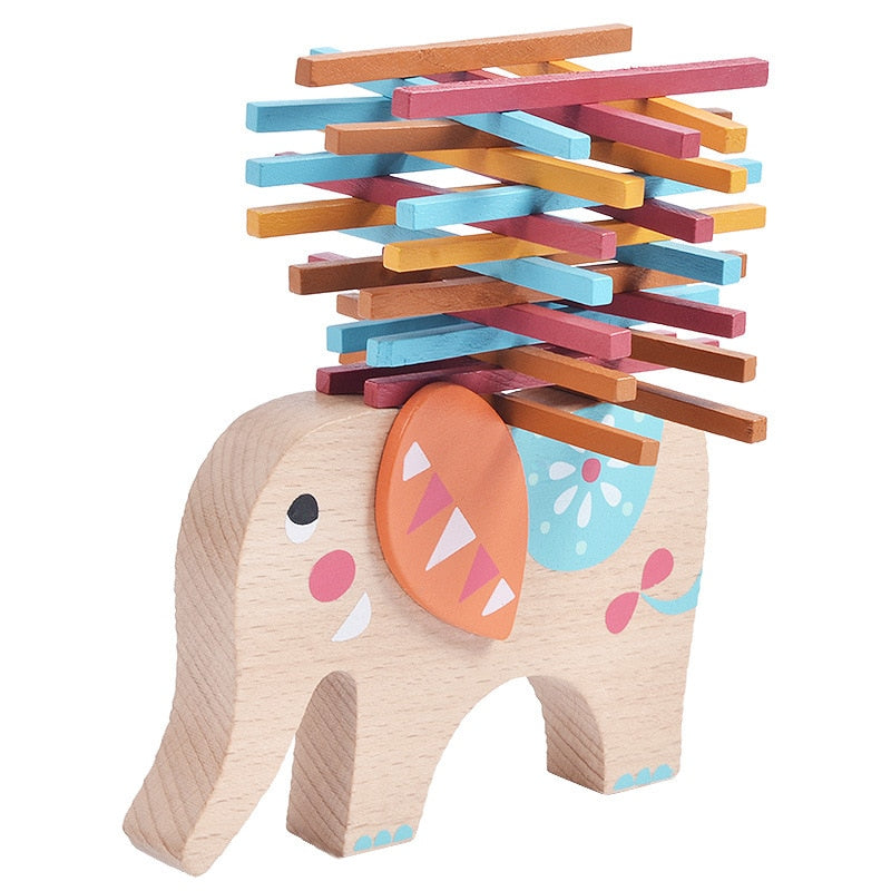 Wooden Montessori Balancing Elephant Toy