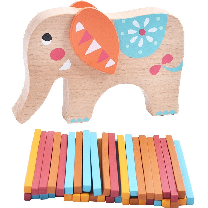 Wooden Montessori Balancing Elephant Toy