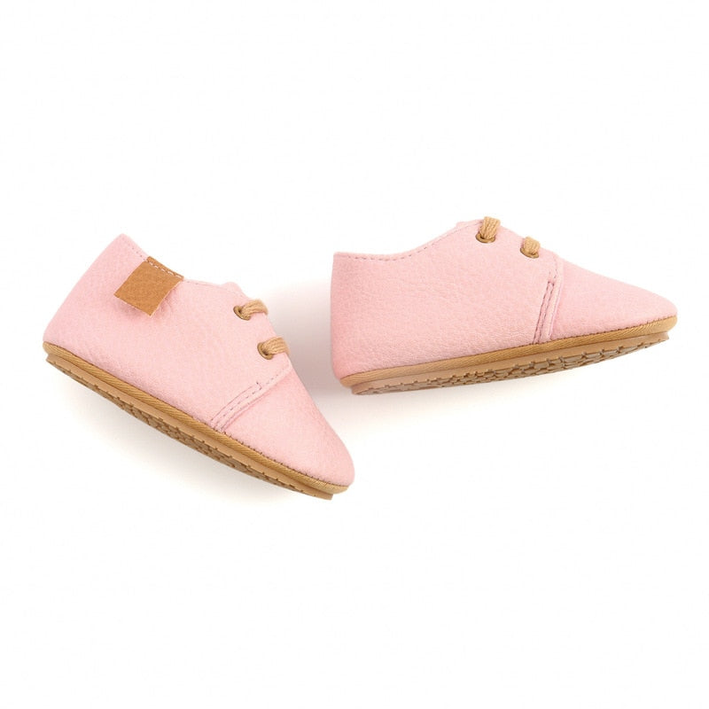 Retro Leather Baby Shoes - Pink