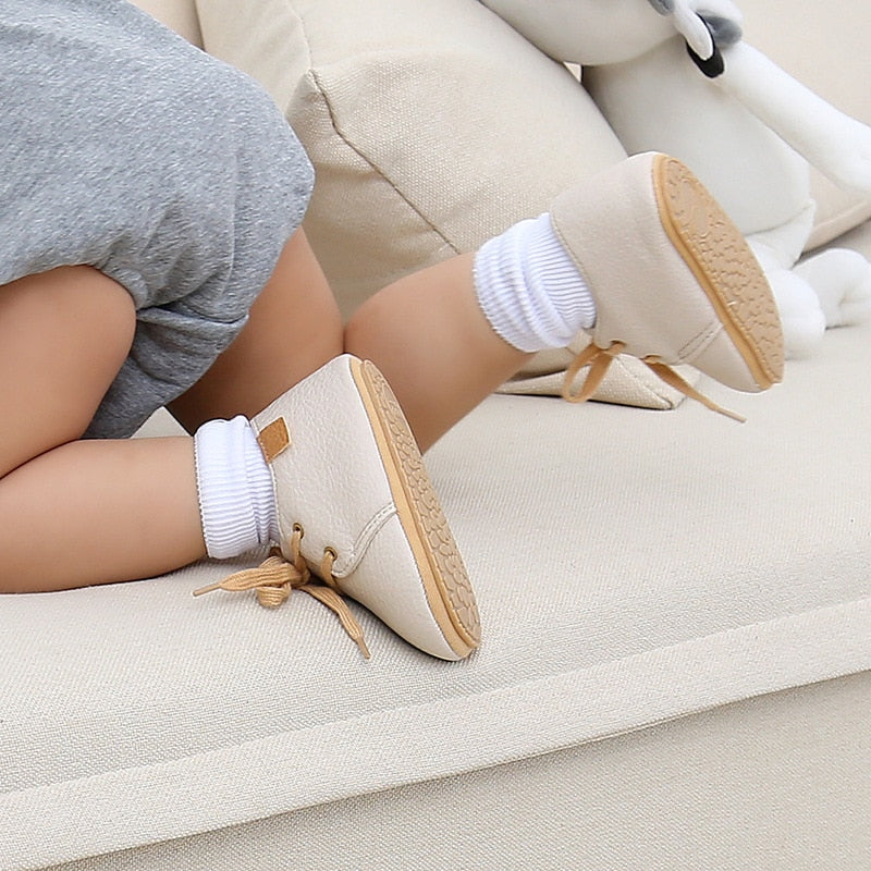 Retro Leather Baby Shoes - White