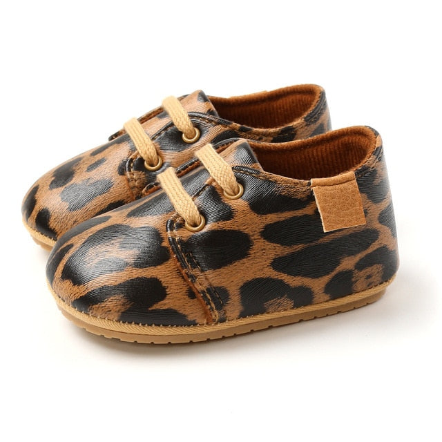 Retro Leather Baby Shoes - Leopard