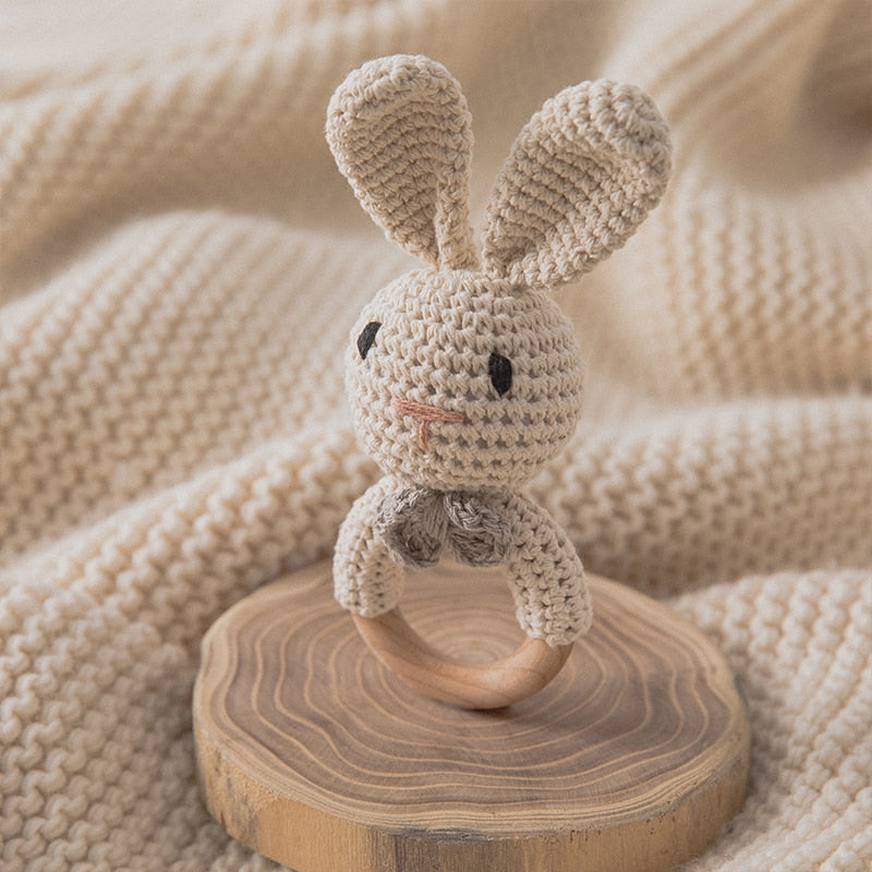 Crochet Wooden Animal Teething Ring
