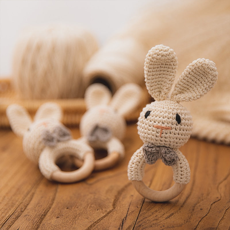 Crochet Wooden Animal Teething Ring