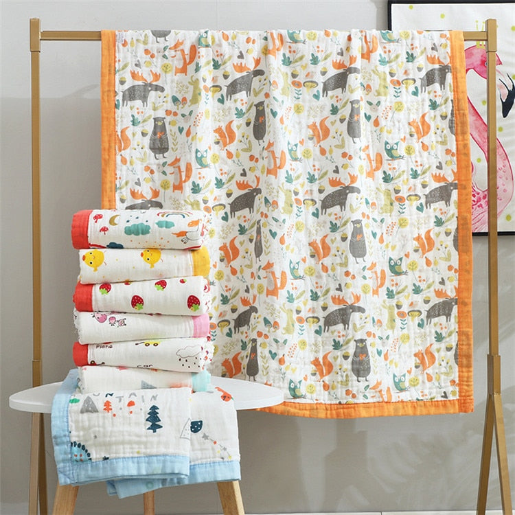 6 Layer Super Soft Cotton Muslin Blanket (17 designs available)