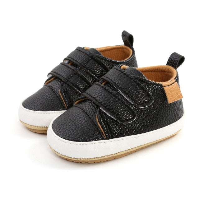 Sweet Leather Velcro Baby Shoes - Black