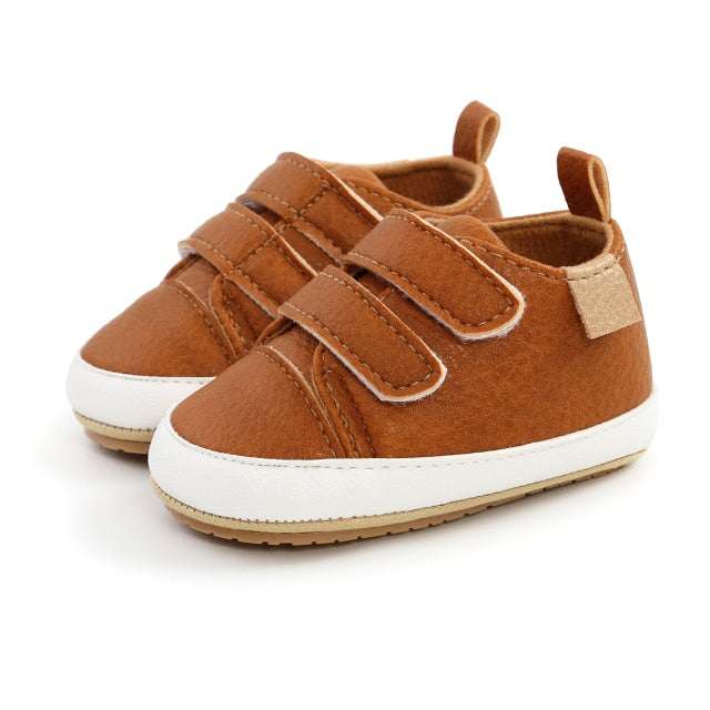 Sweet Leather Velcro Baby Shoes - Brown