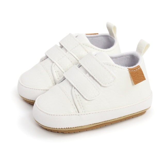 Sweet Leather Velcro Baby Shoes - White