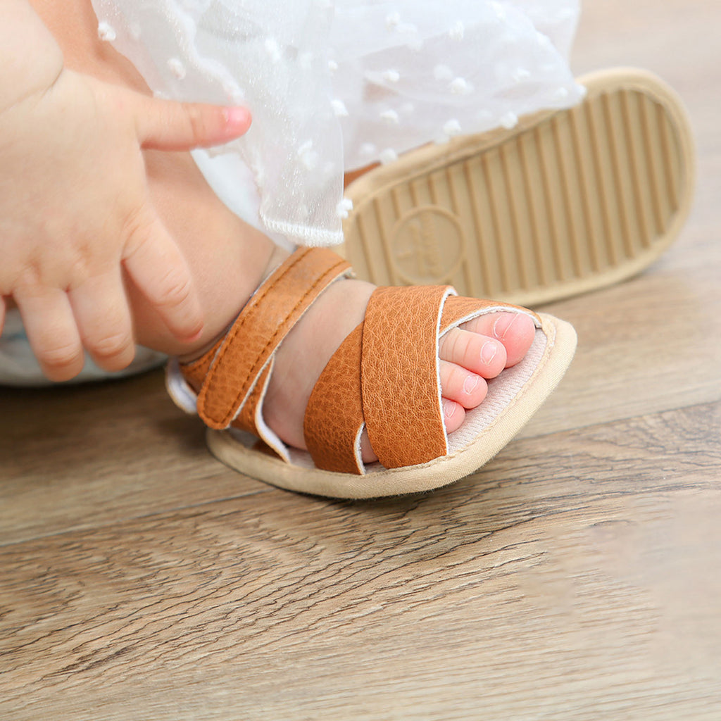 Leather Baby Girl Sandals - Tan