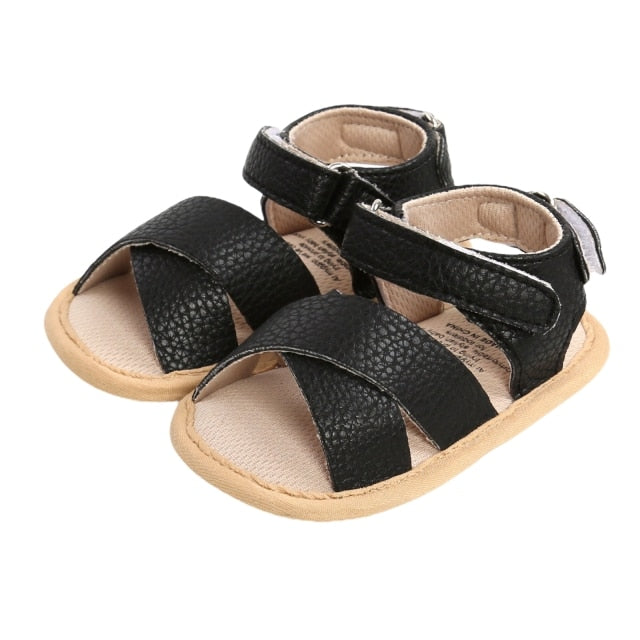 Leather Baby Girl Sandals - Black