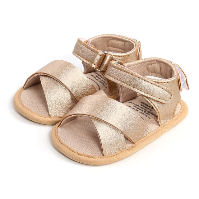 Amazon.com | Timatego Infant Baby Girls Sandals Non Slip Soft Sole T-Strap  Flip Flops Toddler First Walker Crib Dress Shoes 3-18 Months(3-6 months  infant 14 gold) | Sandals