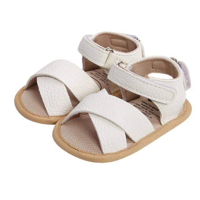 Leather Baby Girl Sandals - White/Cream
