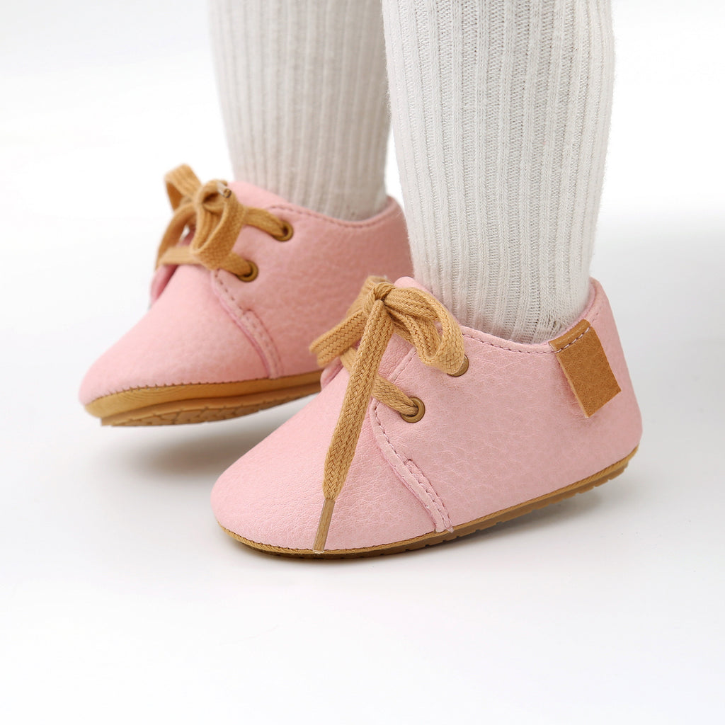 Retro Leather Baby Shoes - Pink