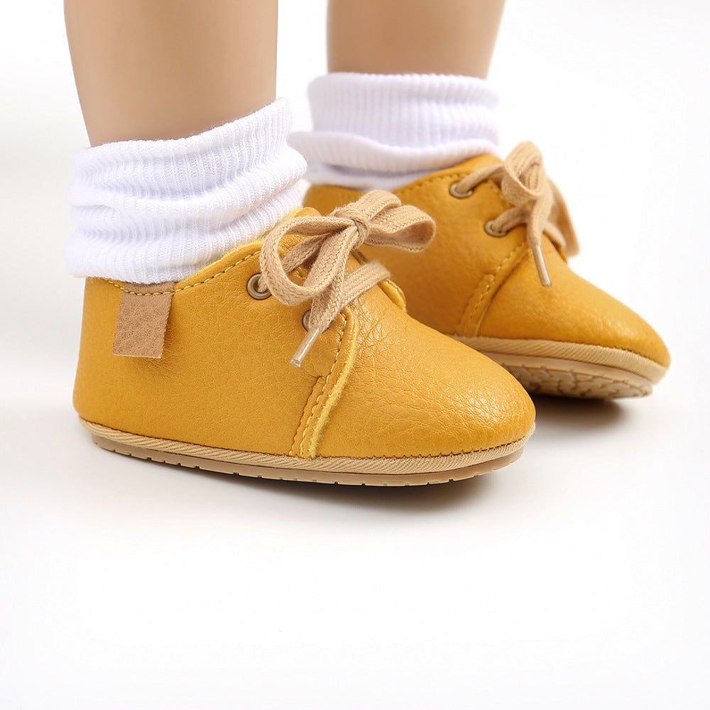 Retro Leather Baby Shoes - Yellow