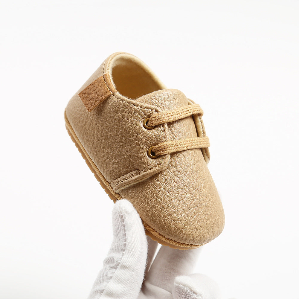Retro Leather Baby Shoes - Gold