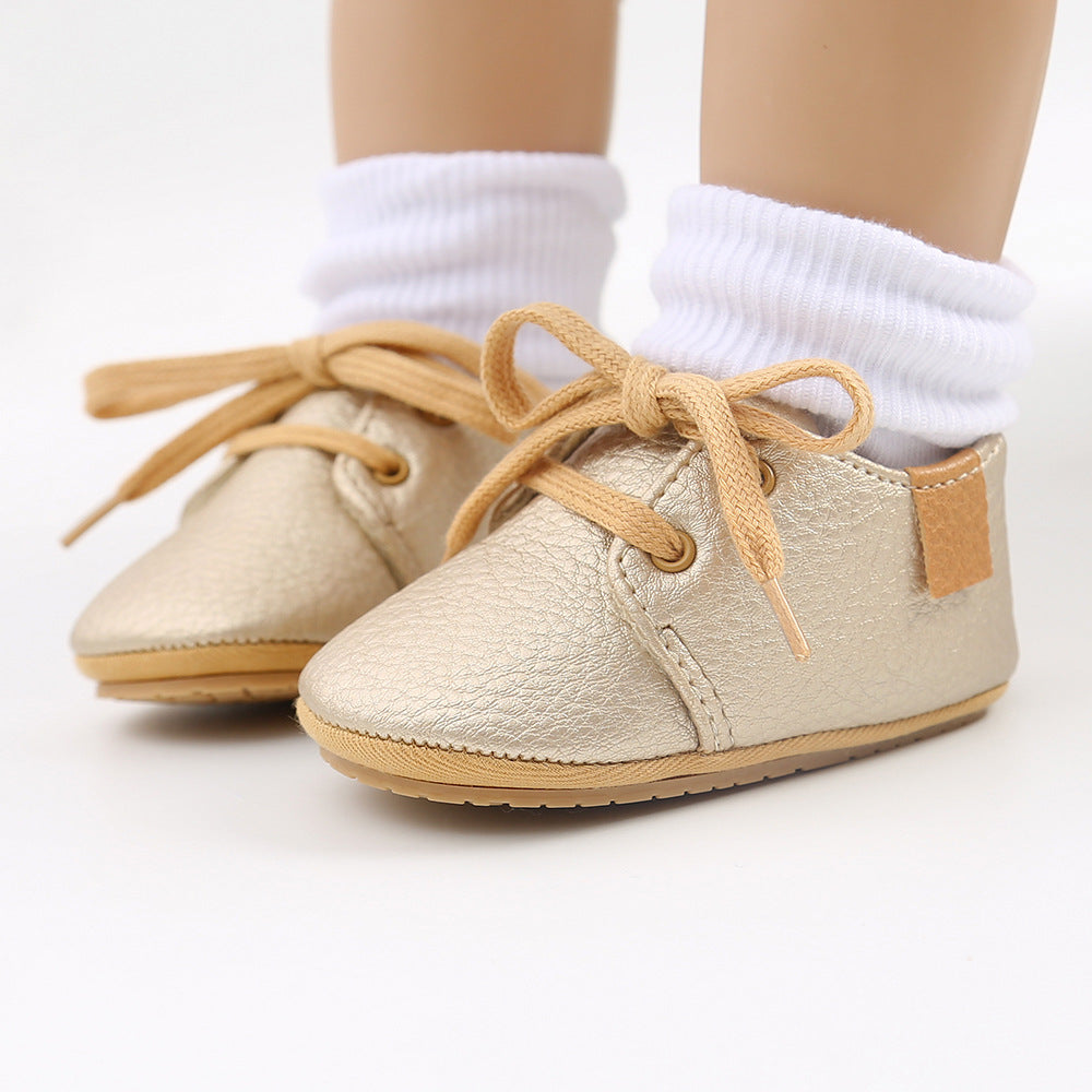 Retro Leather Baby Shoes - Brown