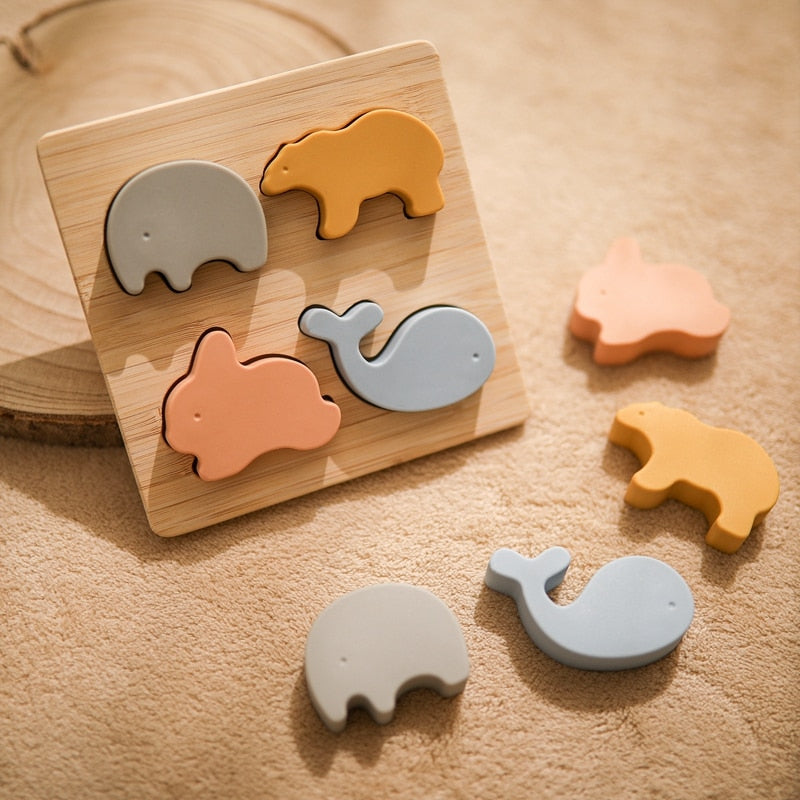 Wooden Silicone Animal Puzzle