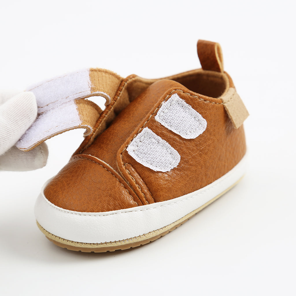 Sweet Leather Velcro Baby Shoes - Brown