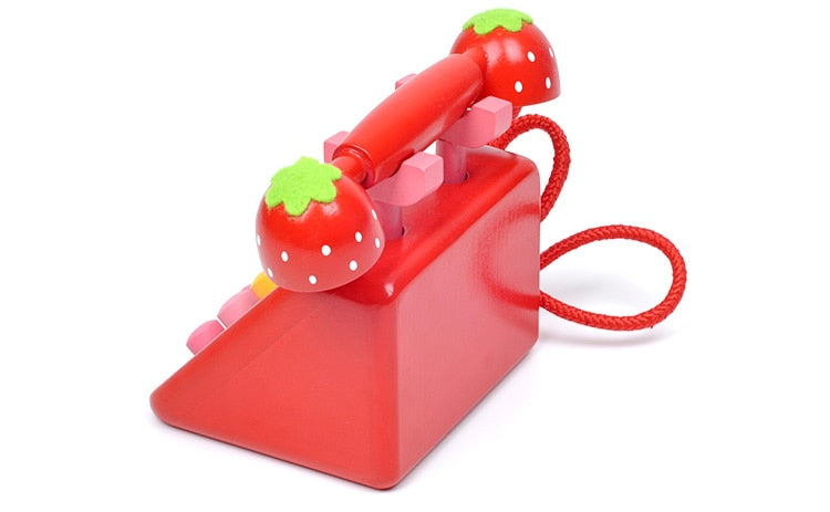 Wooden Strawberry Telephone Toy