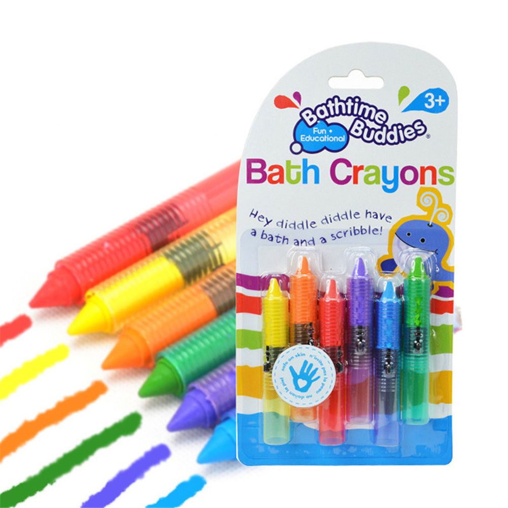 6 Coloured Bath Crayons Tiles Crayon Kids Paints Drawing Washable Fun Toy  Pens