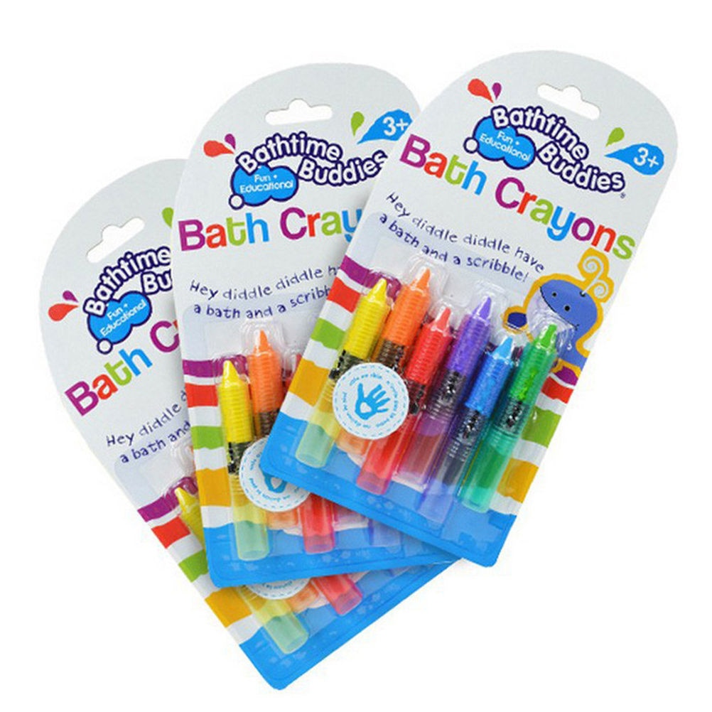 6x Baby Bath Crayons Non Toxic Education Fun Toy Easy Washable