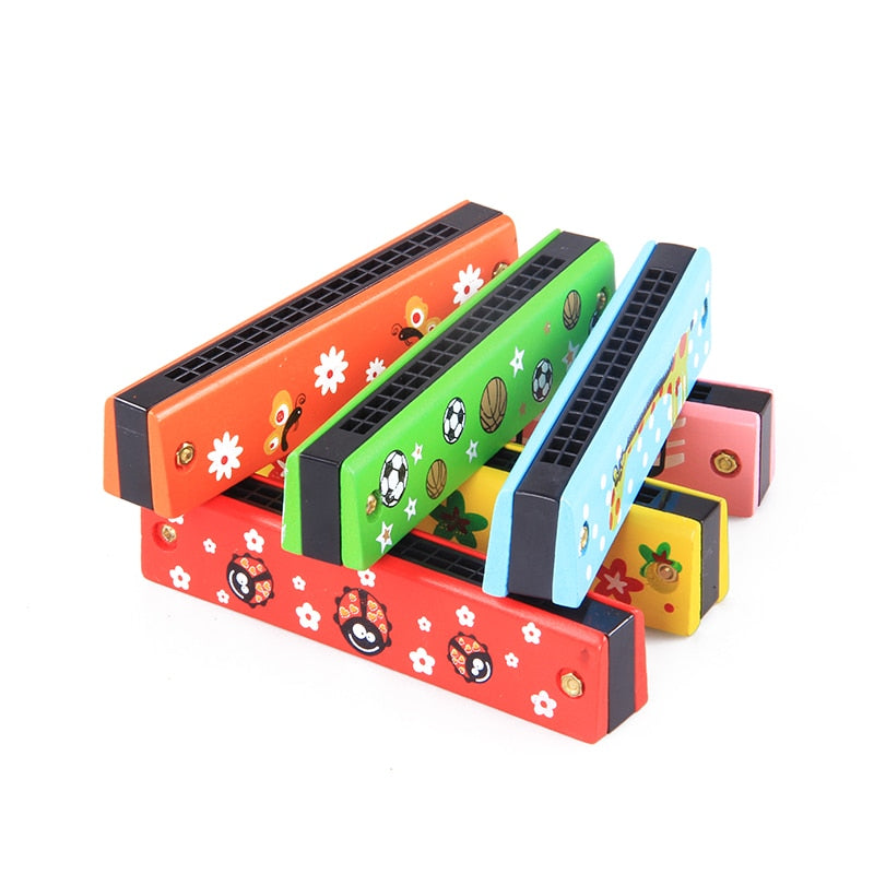 Wooden Harmonica Musical Instrument Toy (random colour)
