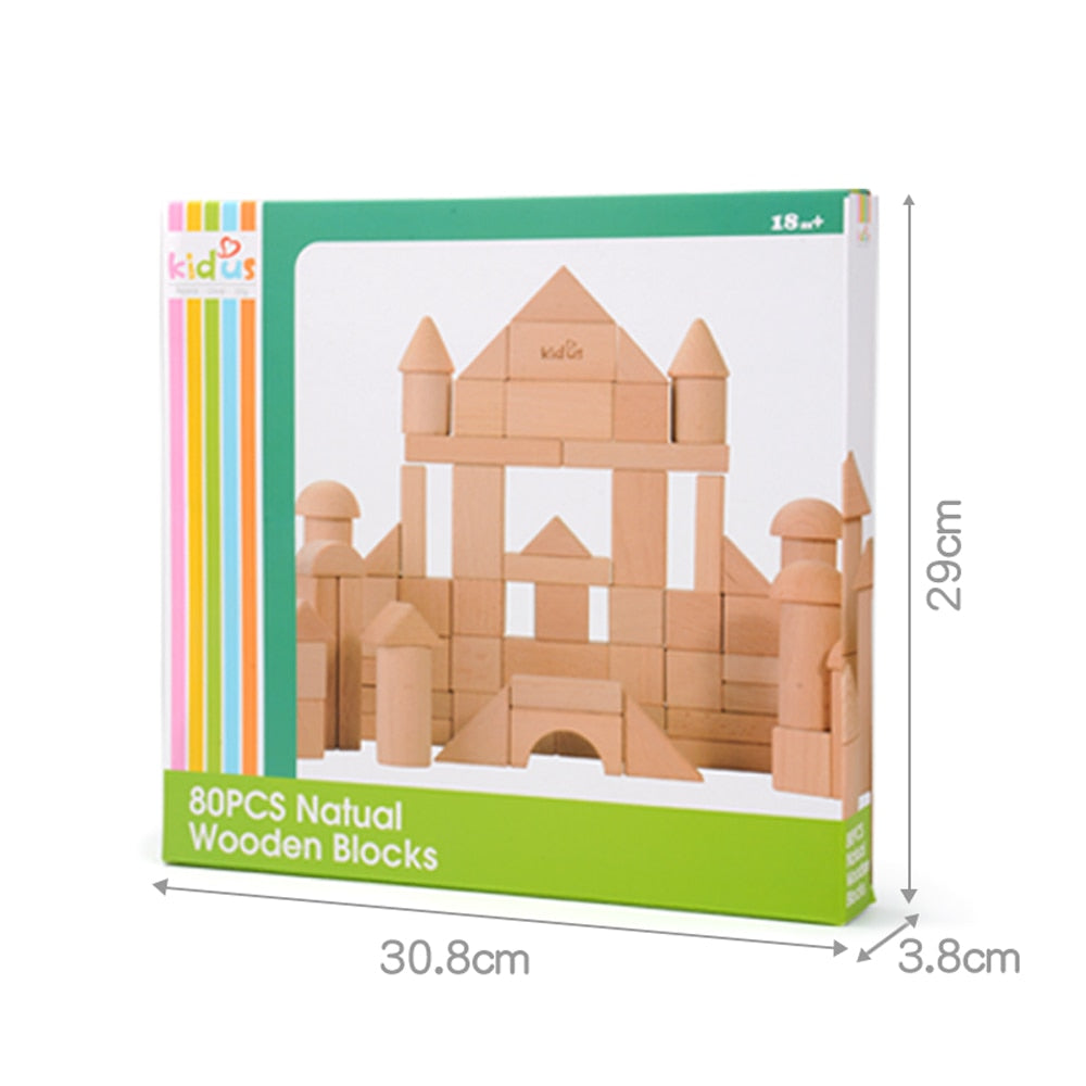 Wooden Block Set - 80 Pieces - Natural