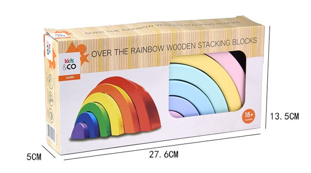 Montessori Wooden Toy Rainbow Blocks - Pastel