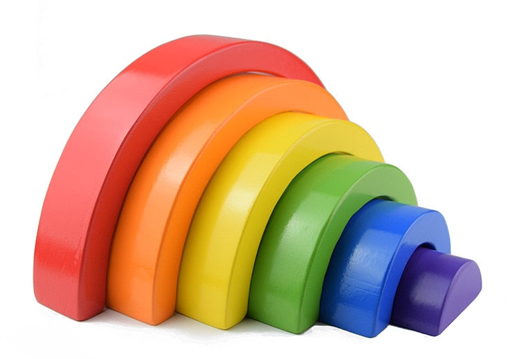 Montessori Wooden Toy Rainbow Blocks